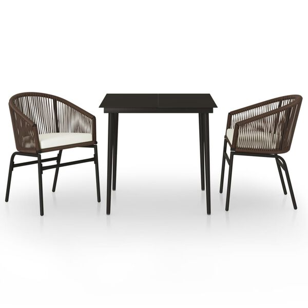 vidaXL 3 Piece Garden Dining Set Brown