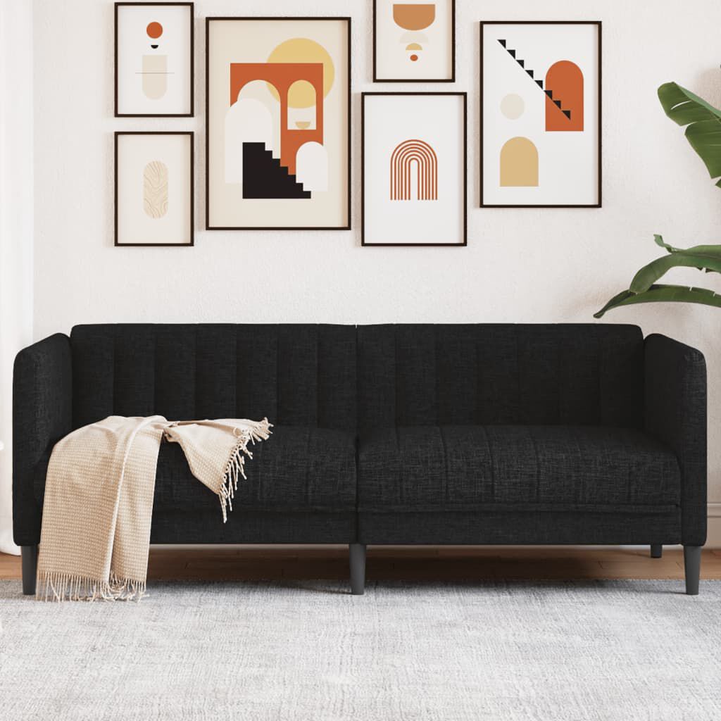 vidaXL Sofa 2-Seater Black Fabric