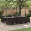 vidaXL Garden Dining Set with Cushion 11 pcs Brown Rattan
