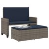 vidaXL Garden Bench with Cushions and Footstool Grey Poly Rattan