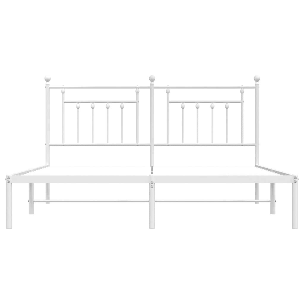 vidaXL Metal Bed Frame without Mattress with Headboard White 183x213cm