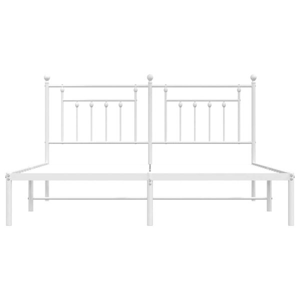 vidaXL Metal Bed Frame without Mattress with Headboard White 183x213cm