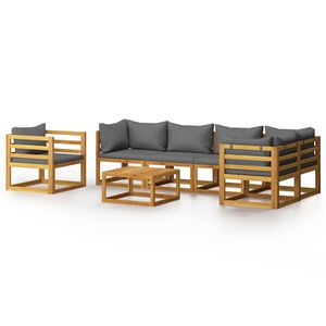 vidaXL 7 Piece Garden Lounge Set with Cushion Solid Acacia Wood