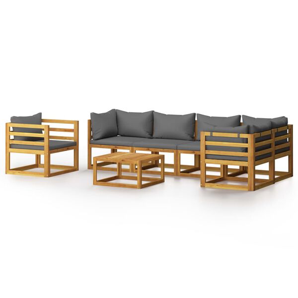 vidaXL 7 Piece Garden Lounge Set with Cushion Solid Acacia Wood