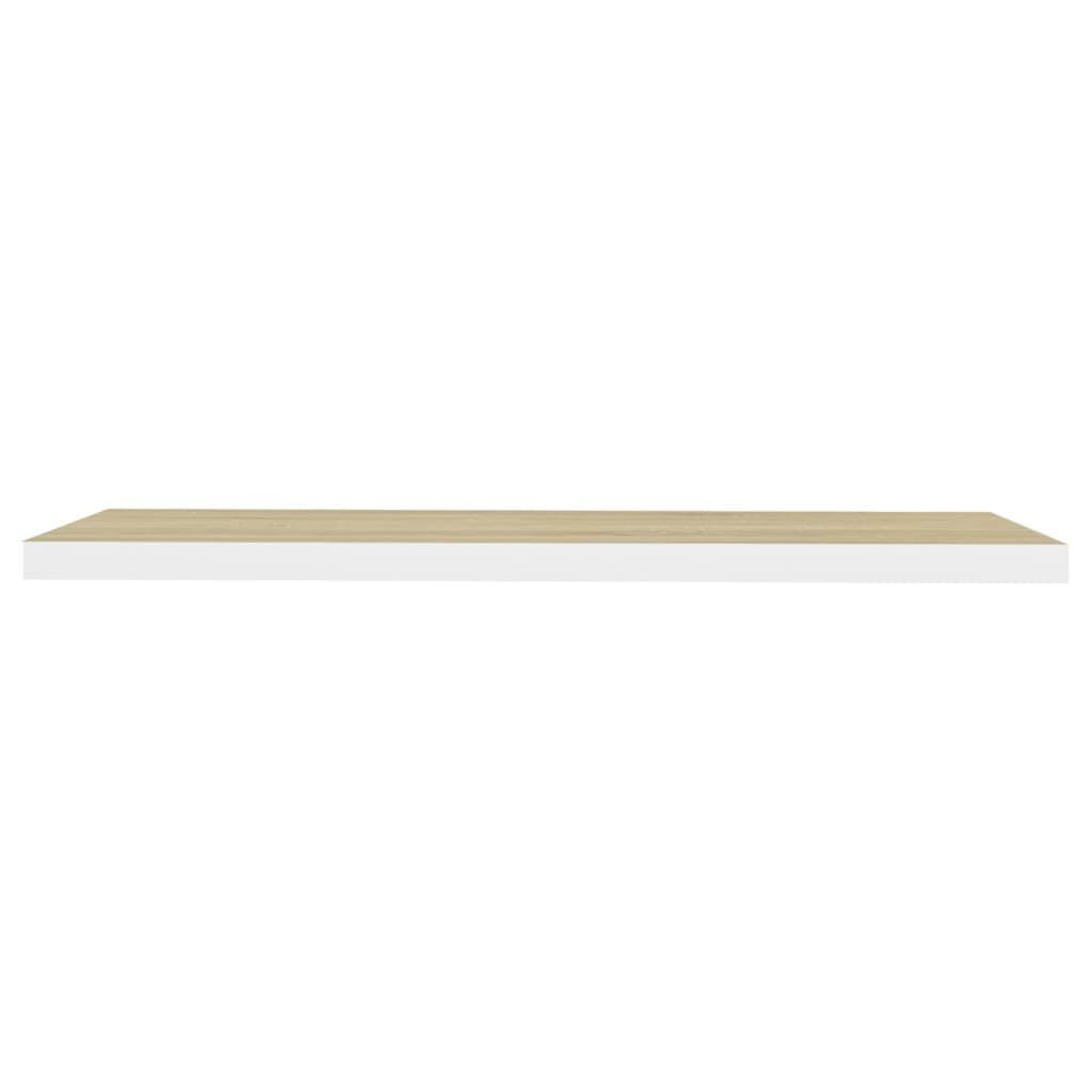 vidaXL Floating Wall Shelf Oak and White 120x23.5x3.8 cm MDF