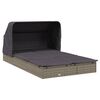 vidaXL 2-Person Sunbed with Foldable Roof Grey 213x118x97 cm Poly Rattan