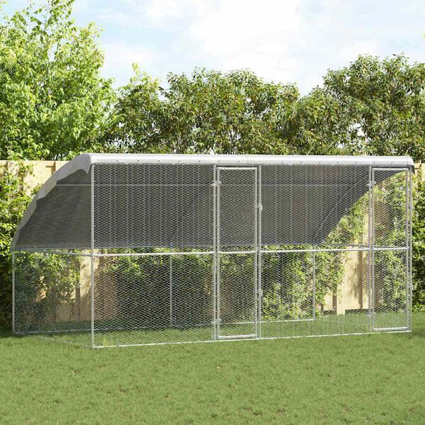 vidaXL Chicken Cage 2 pcs Silver 400 x 200 x 198.5 cm Galvanised Steel