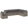 vidaXL 7 Piece Garden Lounge Set with Cushions Grey Poly Rattan