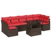 vidaXL Garden Sofa Set 8 pcs 7-Seater Brown and Red Poly Rattan