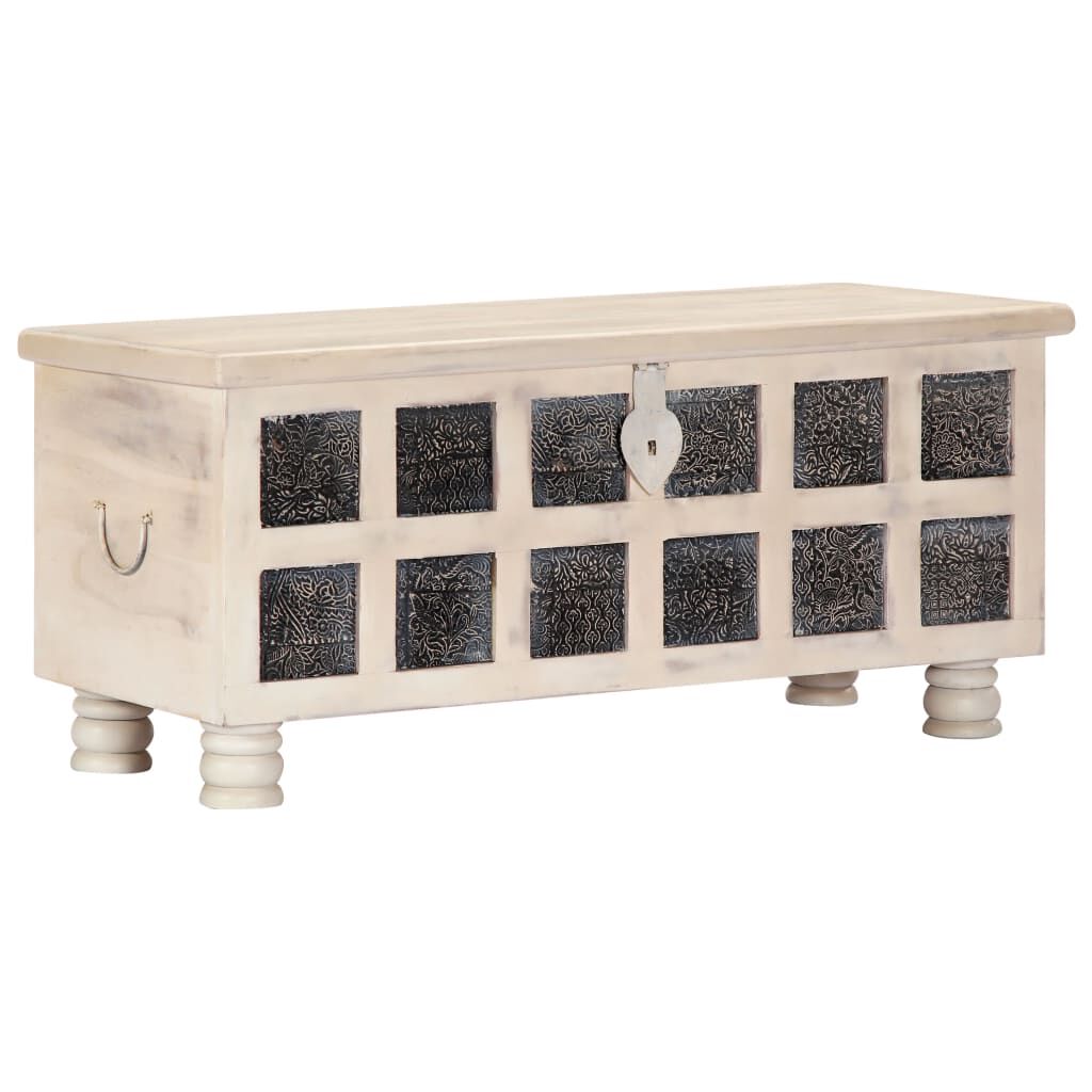 vidaXL Storage Box White 110x40x45 cm Solid Acacia Wood