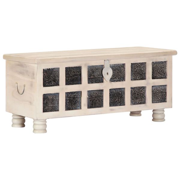 vidaXL Storage Box White 110x40x45 cm Solid Acacia Wood