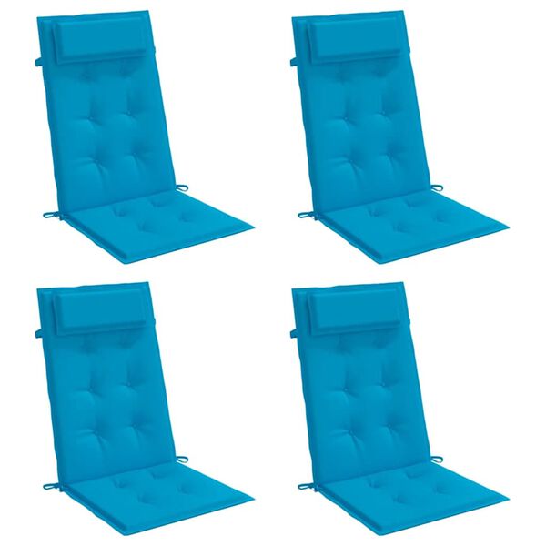 vidaXL Highback Chair Cushions 4 pcs Light Blue Oxford Fabric