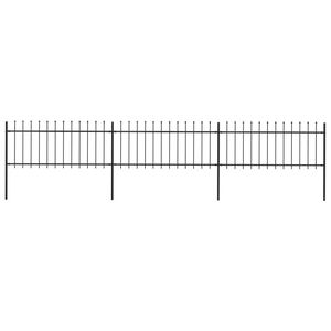 vidaXL Garden Fence with Spear Top Steel 537x80 cm Black