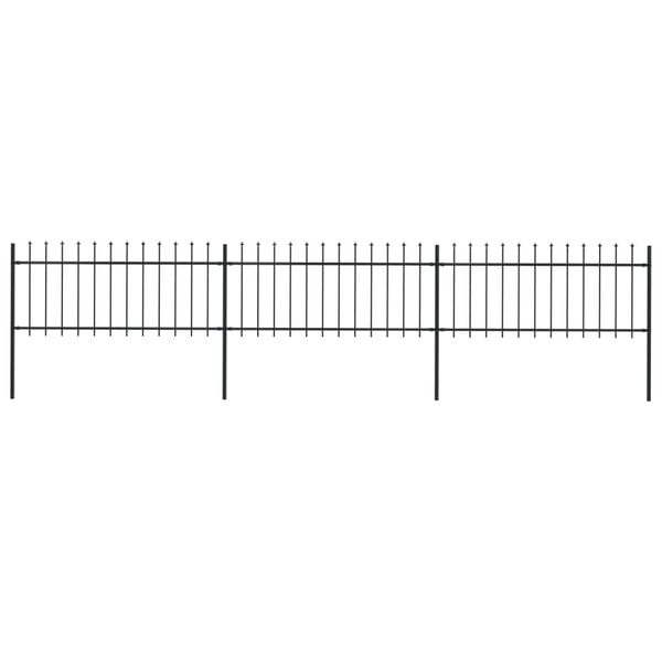 vidaXL Garden Fence with Spear Top Steel 537x80 cm Black