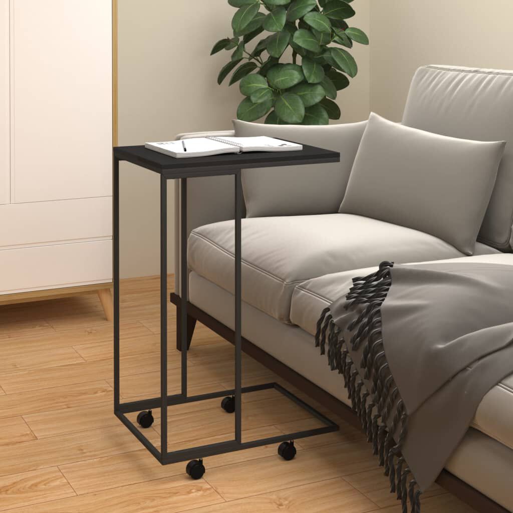vidaXL Side Table with Wheels Black 40x30x63.5 cm Engineered Wood
