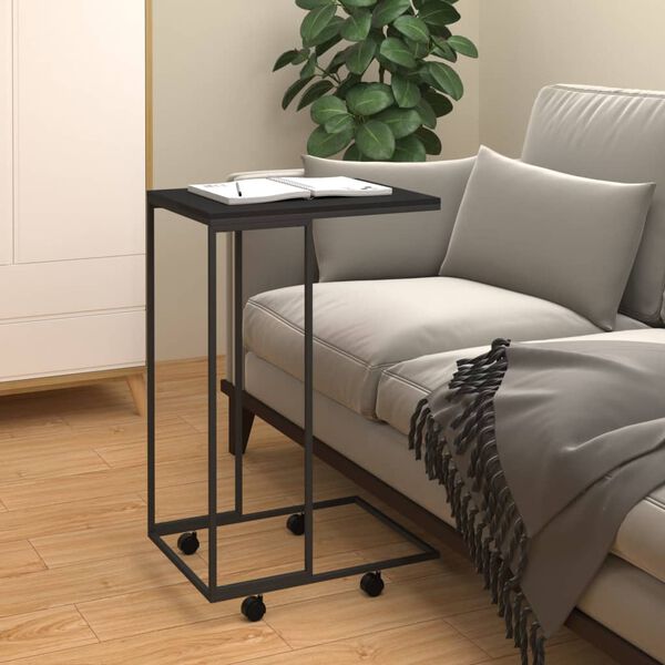 vidaXL Side Table with Wheels Black 40x30x63.5 cm Engineered Wood
