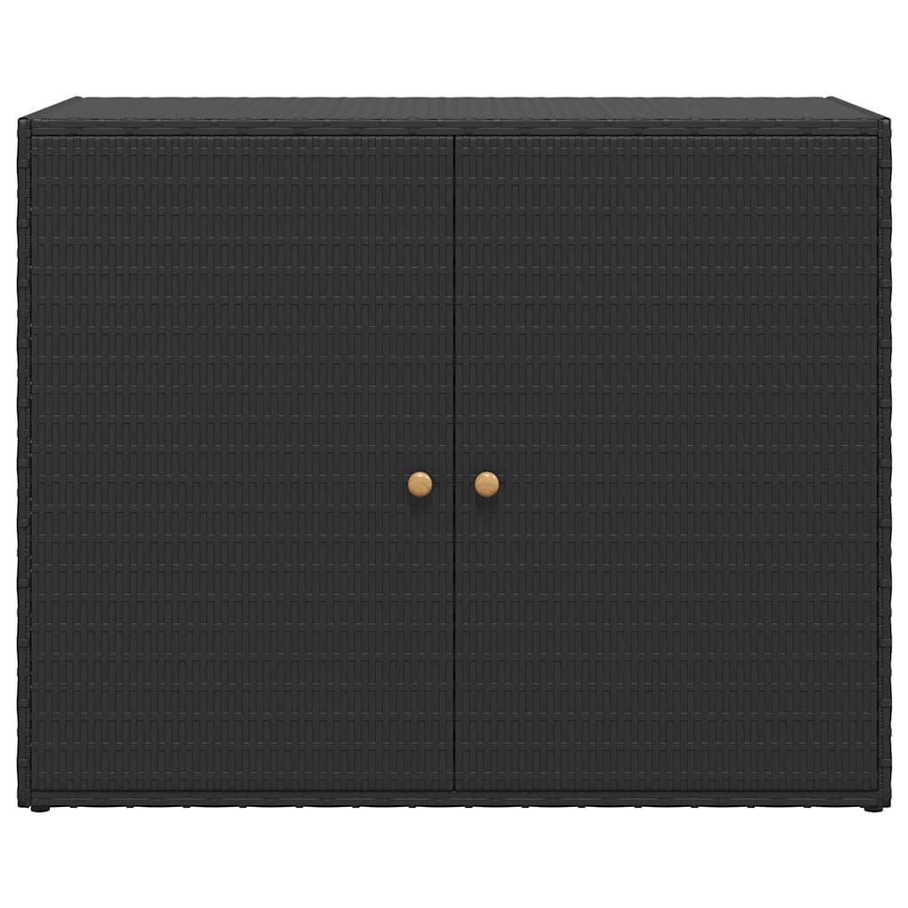 vidaXL Garden Storage Cabinet Black 100x55.5x80 cm Poly Rattan