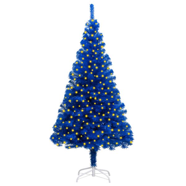 vidaXL Artificial Pre-lit Christmas Tree with Stand Blue 210 cm PVC