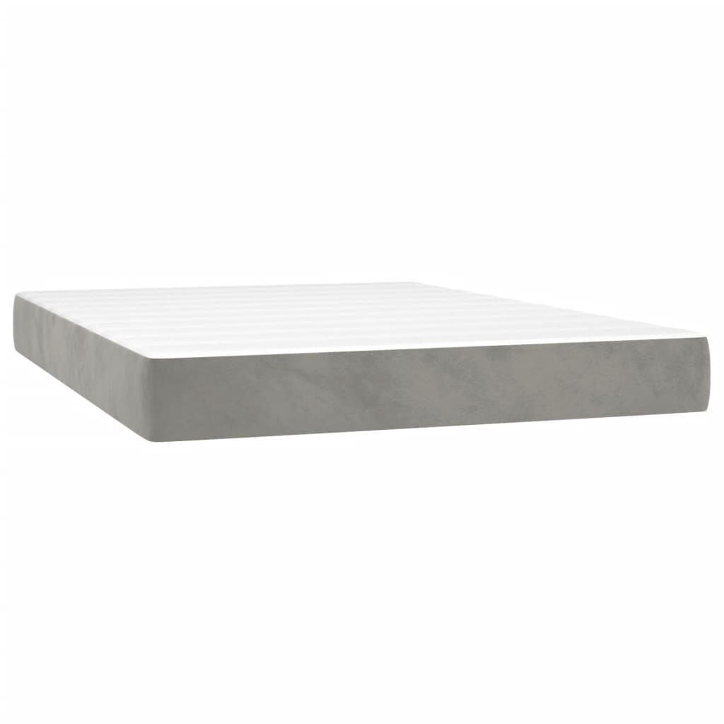 vidaXL Box Spring Bed with Mattress Light Grey 137x190 cm Full Velvet