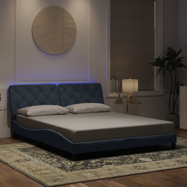 vidaXL Bed Frame with LED without Mattress Dark Grey 152x203 cm Queen Velvet