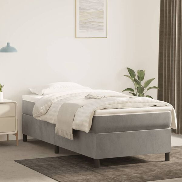 vidaXL Bed Frame without Mattress Light Grey Twin XL Velvet (US Only)