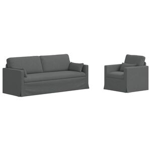 vidaXL Sofa 2 pcs Dark Grey 198 x 78 x 80 cm Fabric