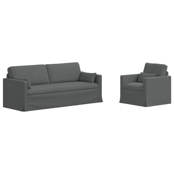 vidaXL Sofa 2 pcs Dark Grey 198 x 78 x 80 cm Fabric
