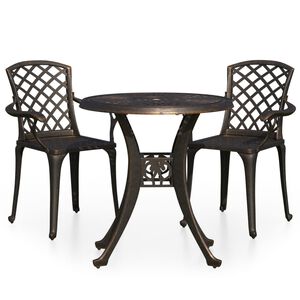 vidaXL 3 Piece Bistro Set Cast Aluminium Bronze