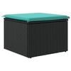 vidaXL Garden Stool with Cushion Black 55x55x37 cm Poly Rattan