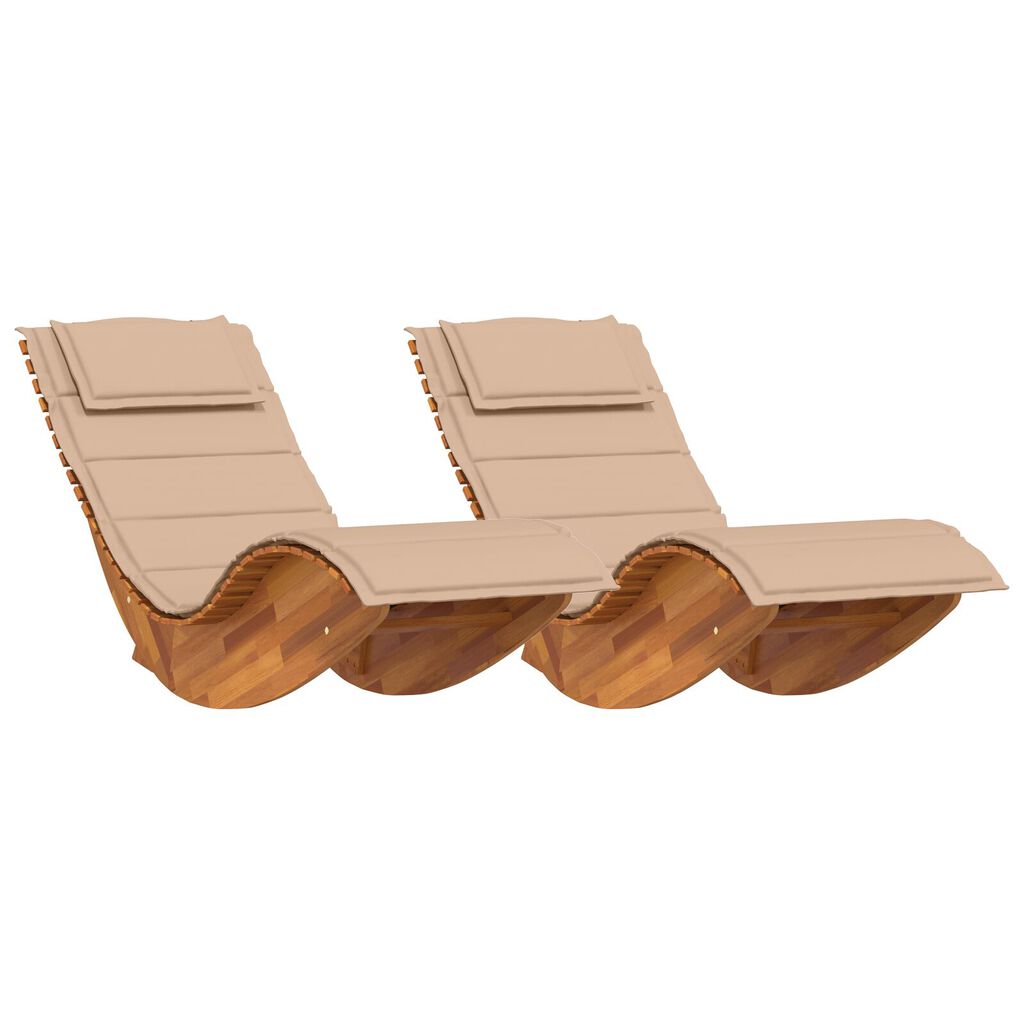 vidaXL Rocking Sun Loungers with Cushions 2 pcs Solid Wood Acacia