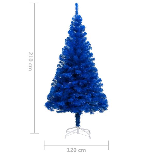 vidaXL Artificial Pre-lit Christmas Tree with Stand Blue 210 cm PVC
