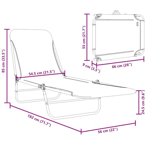 vidaXL Folding Sun Loungers 2 pcs Steel and Fabric Red