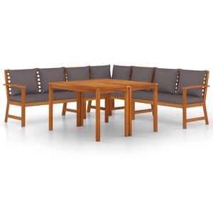 vidaXL 7 Piece Garden Dining Set with Cushions Solid Wood Acacia