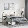 vidaXL Metal Bed Frame without Mattress with Headboard Black 135x190cm