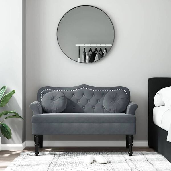 vidaXL Bench with Cushions Dark Grey 120.5x65x75 cm Velvet