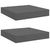 vidaXL Floating Wall Shelves 2 pcs High Gloss Grey 23x23.5x3.8 cm MDF