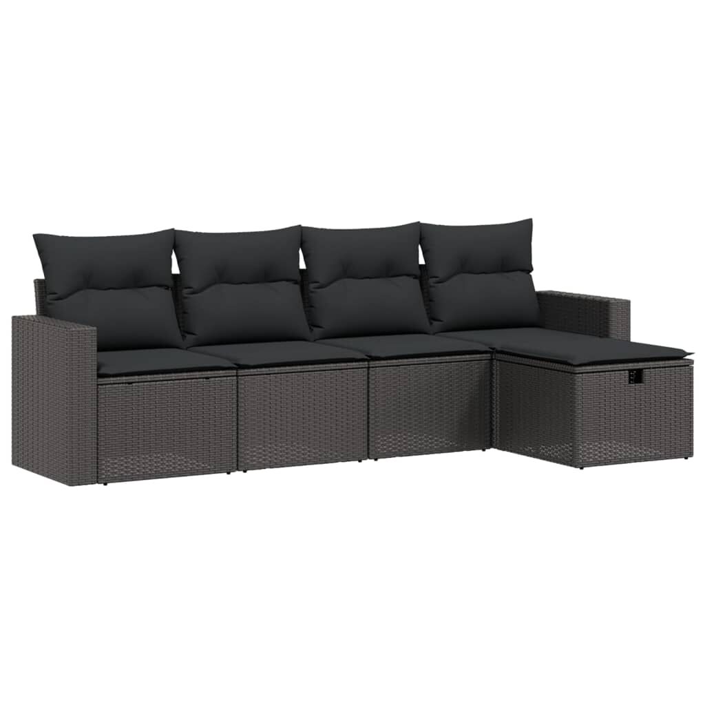 vidaXL 5 Piece Garden Sofa Set with Cushions Brown Poly Rattan