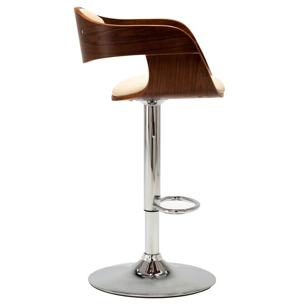 vidaXL Bar Stool Cream Bent Wood and Faux Leather