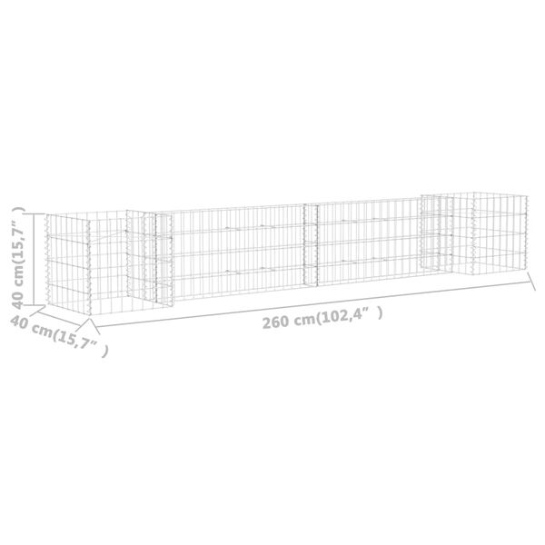 vidaXL H-Shaped Gabion Planter Steel Wire 260x40x40 cm