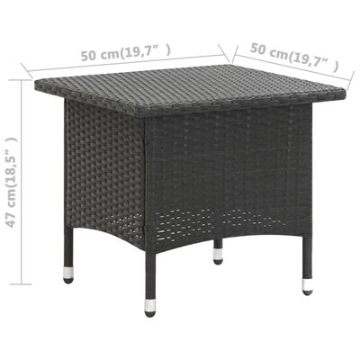 vidaXL Tea Table Black 50x50x47 cm Poly Rattan