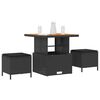 vidaXL Garden Dining Set 3 pcs Black Poly rattan