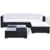 vidaXL 5 Piece Garden Lounge Set with Cushions Poly Rattan Black