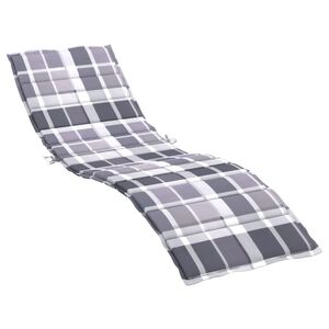 vidaXL Sun Lounger Cushion Grey Check Pattern 200x50x3cm Oxford Fabric