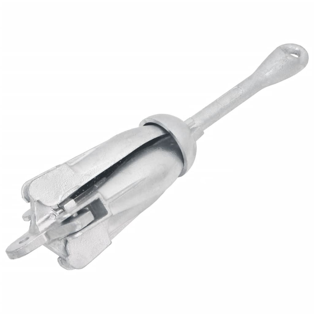 vidaXL Folding Anchor with Rope Silver 4 kg Hot Dip Galvanized Cast Iron