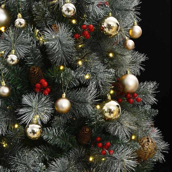 vidaXL Artificial Hinged Christmas Tree 300 LEDs & Ball Set 210 cm
