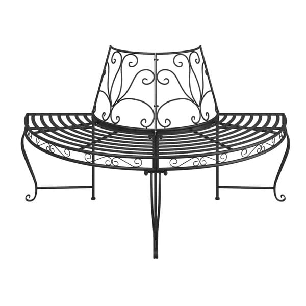 vidaXL Half Round Tree Bench Ø160 cm Black Steel