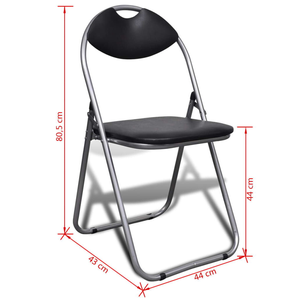 vidaXL Folding Dining Chairs 6 pcs Black Faux Leather and Steel