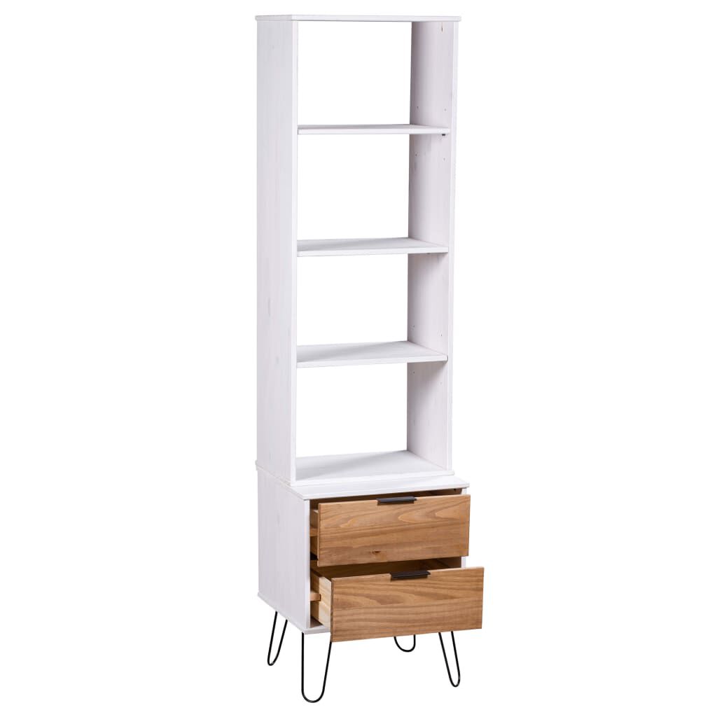 vidaXL Book Cabinet New York White and Light Wood Solid Pine Wood
