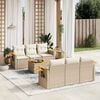 vidaXL 7 Piece Garden Sofa Set with Cushions Beige Poly Rattan