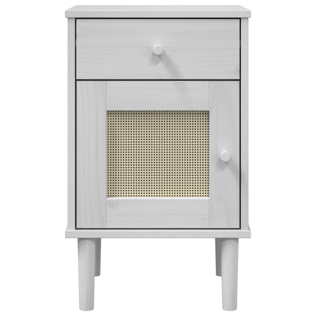 vidaXL Bedside Cabinet SENJA Rattan Look White 40x35x65 cm Solid Wood Pine